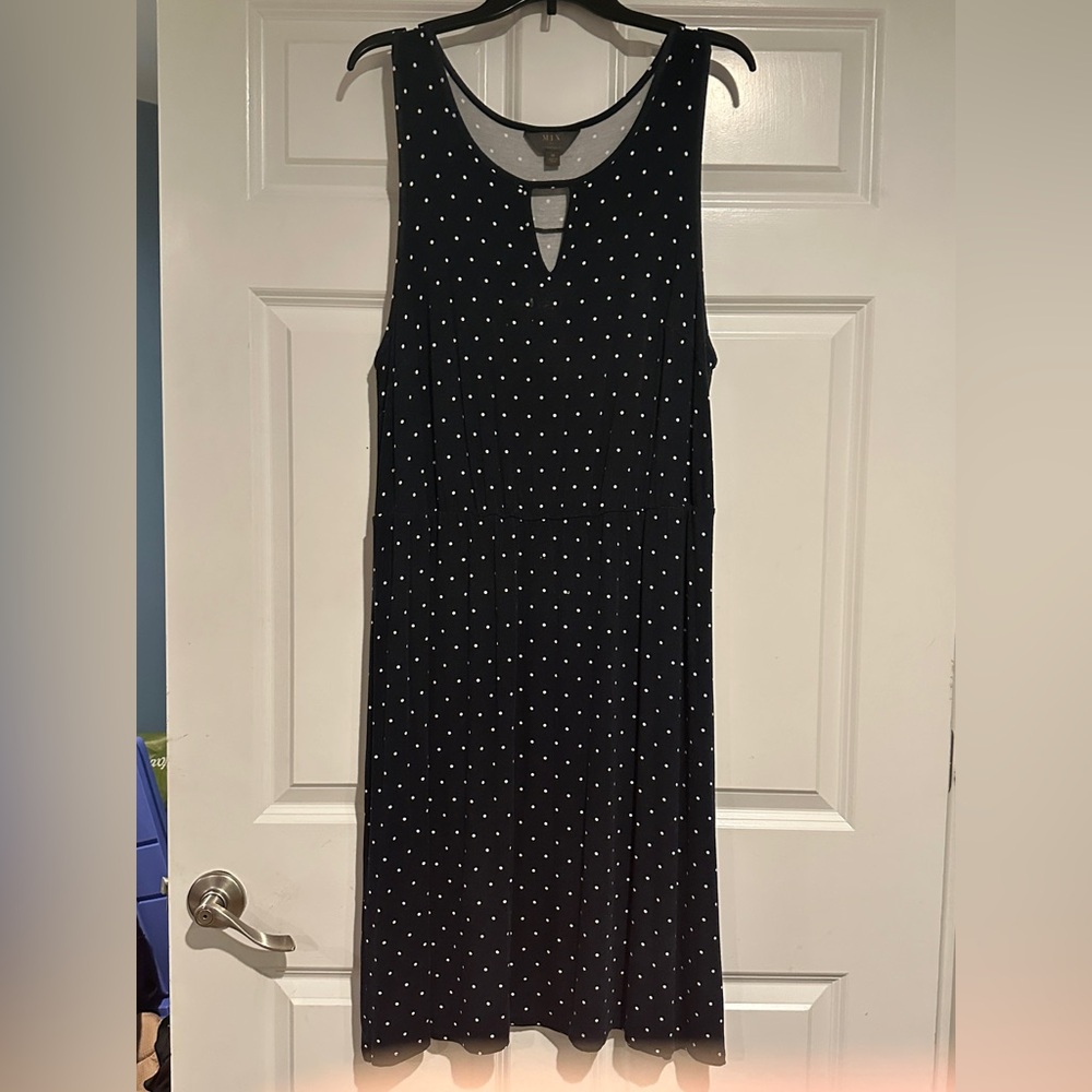 Black Maxi Dress with White Polka Dots and Keyhole Neckline (Stitch Fix)